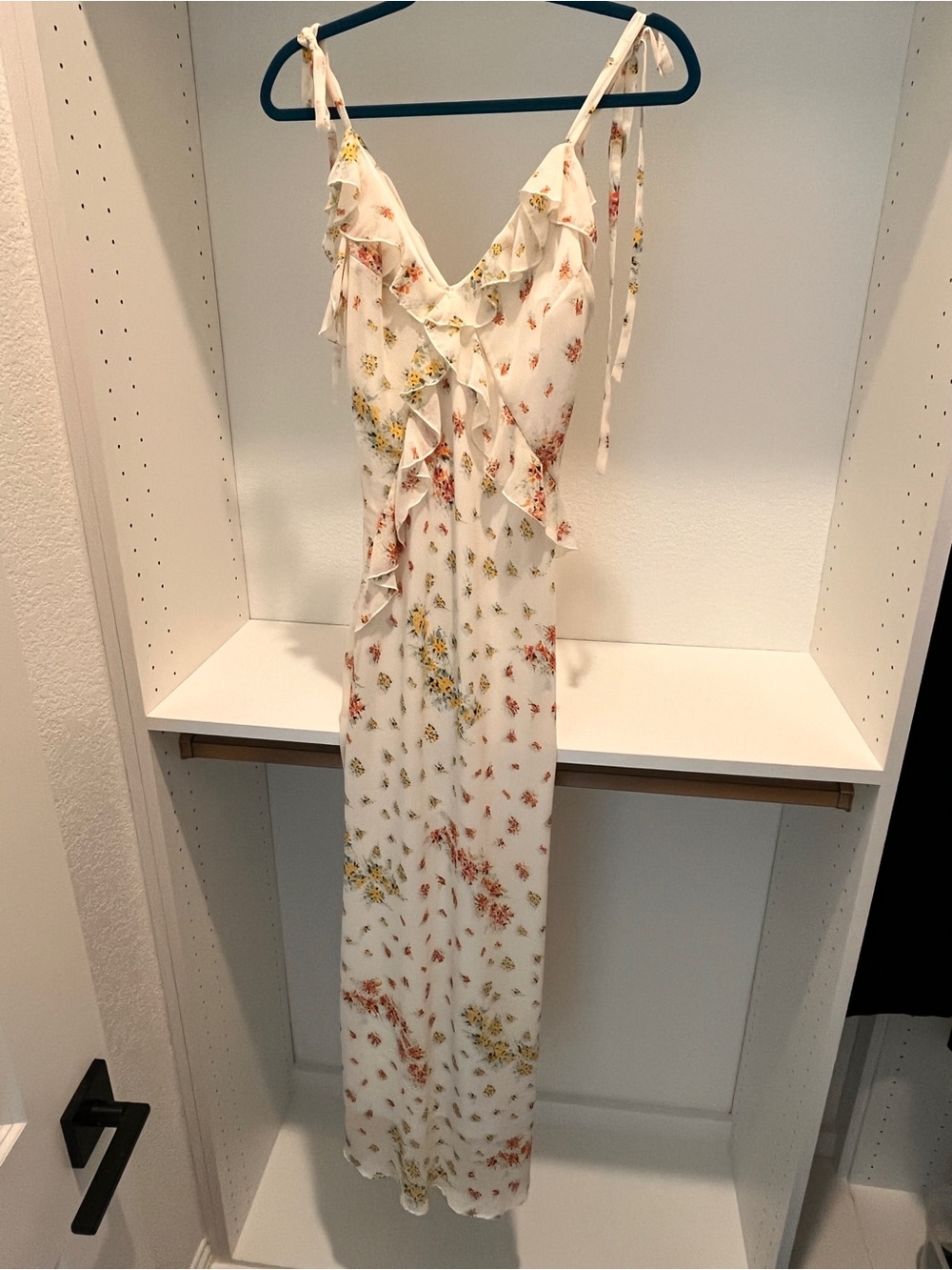 Steve Madden Cream Floral Ruffle Maxi Dress